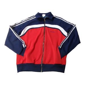 Vtg Adidas Jacket Adult Large Blue Red White Soft Shell Track 70-80s 3 Strip Men